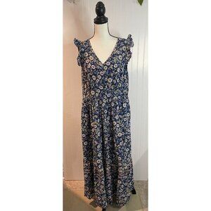 Lane Bryant Floral Print Maxi Dress With Pockets 16 100% Cotton Shell